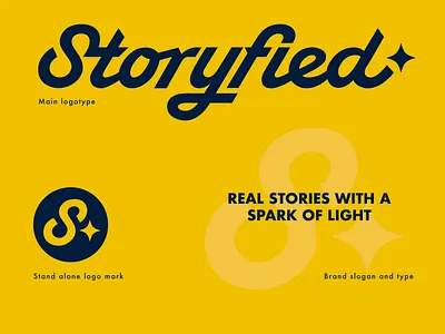 Storyfied : logotype bold calligraphy custom flow fun iconic identity lettering logo media modern original script standout storyfied strong tv type unique vibe