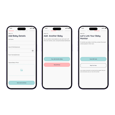 Baby Monitor Mobile App Account Set Up account setup baby monitor app mobile app ui ui design uiux ux design