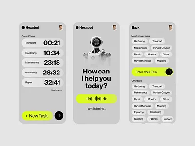 Hexabot UI UX Product Design bending spoons brand design brand identity brand visual identity branding clean futuristic hexabot logo logo design logo wordmark logotype modern product design robot ui design user experience user interface ux visual identity