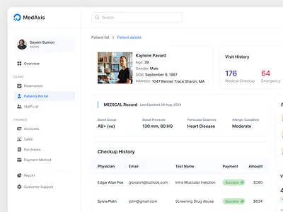 Health & Medical SaaS Patient Detail Page UI/UX Design design figma healthcare healthcare saas healthtech illustration medtech saas saas design ui design user centric user experience uxui