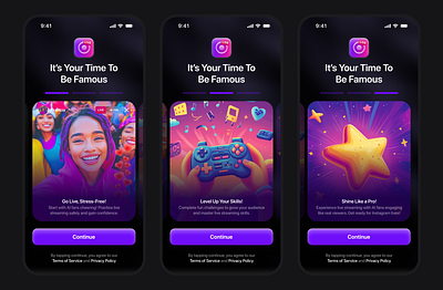 Onboarding Flow for an AI Powered Live Streaming Simulation App ai app figma graphic design live mobile mobile app onboarding product design simulation streaming ui ui design ux design