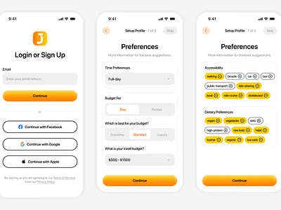 Travel Planning App – Clean Sign up Flow UI Design app button clean component figma flow mobile mobile app plan product design sign in sign up tab tag travel trip ui ui design ux design welcome