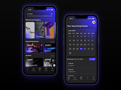 Tech Event App Screens app calendar design event app tech ed ui ui design