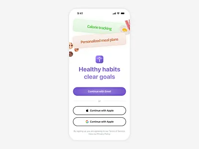 Nutrition Tracker App - Welcome Screen UI Design app continue figma fitness growth login mobile mobile app nutrition product design sign in sign up tracker ui ui design ux design visual welcome