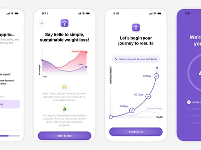 Nutrition Tracker App - Onboarding Flow UI Design app figma fitness flow graphic design loading mobile mobile app motion graphics nutrition onboarding product design tracker ui ux design welcome