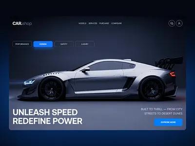Car Website Design car hero sction car landing page car web ui uiux ux web design website concept