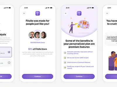 Nutrition Tracker App - Motivational Paywall Flow UI Design app branding figma fitness flow graphic design meal mobile mobile app motivation nutrition paywall product design recipe social proof subscription tracker ui ui design ux design