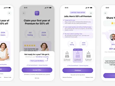 Nutrition Tracker App - Paywall Screens UI Design app figma fitness mobile mobile app nutrition offer paywall product design subscription tracker ui ui design ux design