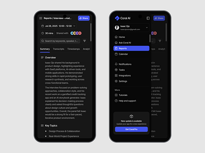 AI Meeting Summarizer - Mobile ai app dashboard design saas ui ui design ux