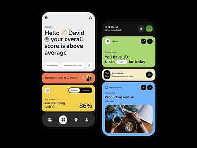 Productivity & Habits Tracker Mobile App app app design application application design dark dark mode design habit habit tracker mobile mobile ui modern ui productivity tracker tracking app ui design user experience user interface ux design