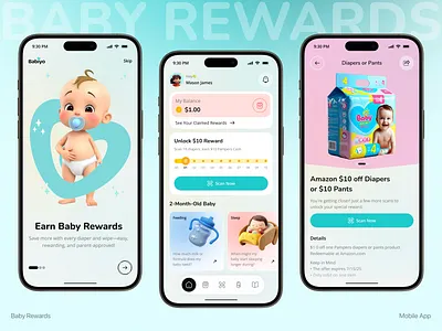 Baby Rewards App – Track, Celebrate & Reward Milestones UI app app design baby app baby tracker clean ui family app ios milestone tracker mobile mobile app parent tech parenting app product design rewards app soft ui