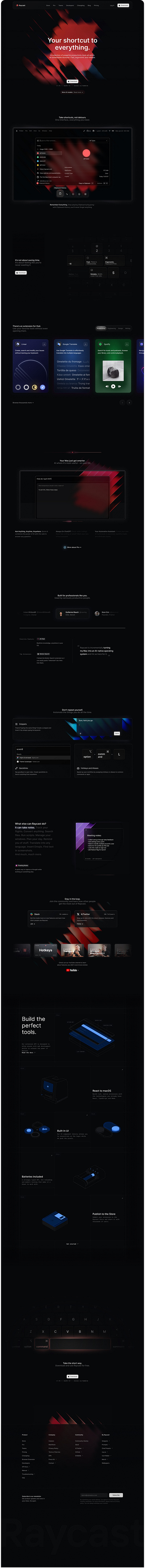 Raycast Landing page Design 3d agency animation crm dashboard design figma graphic design motion graphics saas ui ui design web ui