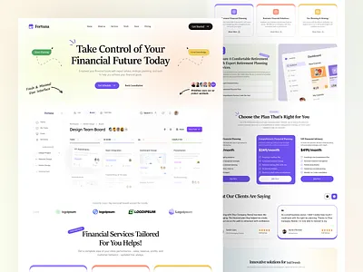 Finance Landing Page business finance clean ui figma designer finance app design finance ui financial landing page fintech dashboard fintech web design mockup design mockup ui modern ui design pricing page design retirement planning saas landing page tax planning ui ui inspiration uiux design uiux designer