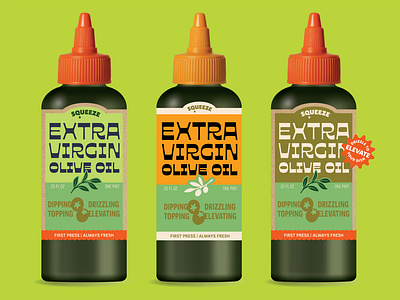 SQUEEZE OIL drizzle label design olive oil olives squeeze oil