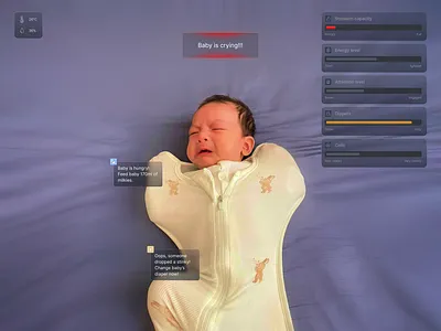 Baby crying monitoring AR solution ar augmented reality baby boy child childcare children concept crying design kids mom monitor newborn platform ui uidesign uiux uiuxdesign ux