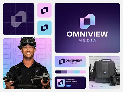 OmniView Media™ badge brand branding camera design drone logo graphic design heyo! logo media logo omniview