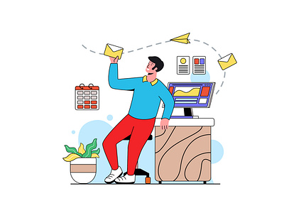 Business E-mail Sending Illustration app branding design flat illustration graphic design illustration logo ui ux vector