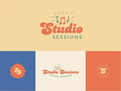 Studio Sessions Logo 70s branding colorful groovy logo design music music lesson studio music lessons musician retro studio logo
