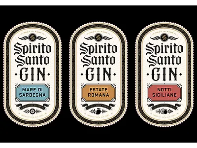 Spirito Santo Gin labels branding calligraphy gin hand lettering lettering liquor logo packaging print type typography