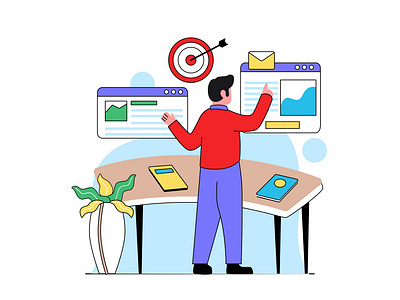 Business Management Illustration app branding design flat illustration graphic design illustration logo ui ux vector