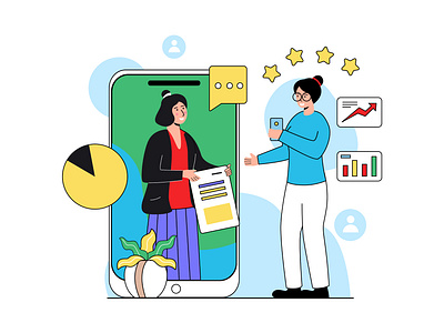 Customer Engagement Illustration app branding design flat illustration graphic design illustration logo ui ux vector