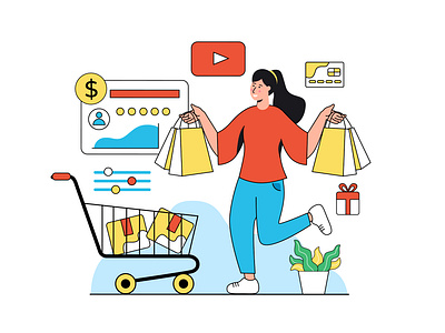 Online Marketing Illustration app branding design flat illustration graphic design illustration logo ui ux vector