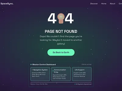 404 Error Page 404 404 error design error error page space ui web development website wed design