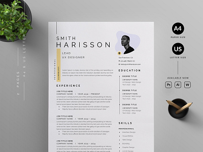 Resume/CV a4 branding cover letter cover letter template cv template design graphic design illustration minimal modern professional resume resume template ui us letter vector word word resume word template