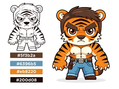 Tiger Character Logo Design, Animal Mascot Logo animal animalcartoon art cartoon cartoon tiger character characterdesign characterlogo chibi clipart forest graphic design illustration mascotdesign mascotlogo tiger tigercartoon tigercharacter tigerillustration tigermascot