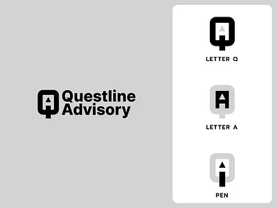 QA monogram brand branding design elegant graphic design illustration letter logo logo design logo designer logodesign logodesigner logotype minimalism minimalistic modern monogram negative space pen qa