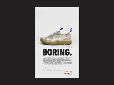 Minimalist Sneaker Ad Concept ad campaign bold headline brand storytelling branding concept campaign identity editorial style lifestyle product marketing visuals minimalist ad modern typography neutral colors nike poster poster layout product focus product spotlight promo design purposeful design shoe branding sneaker branding visual hierarchy
