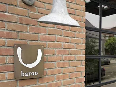 Hand painted plaque for Baroo - Arts District LA, CA branding design hand painted logo sign graphics sign painter sign painting