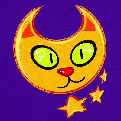 Textile Texture Cresent Cat cartoon cat character design characters cute graphic design illustration logo moon stars