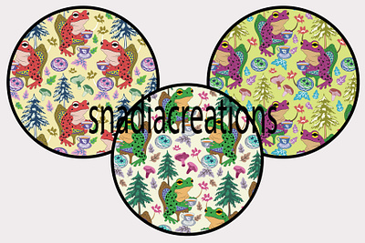 Froggy Tea Party animals fabric designer forest frogs fun garden home decor joy maximalist nature seamless pattern tea party textile pattern designer vector wallpaper design whimsy woodland