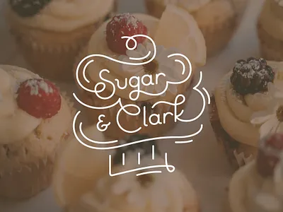Sugar & Clark Logo baker baking brand branding clark cookies cupcake handlettering icing identity logo monoline script sugar sweet whimsical wordmark