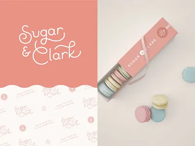 Sugar & Clark - Branding, Pattern, Packaging baker baking branding clark cookies cupcake hand lettered logo monoline packaging pattern sugar sweets wordmark