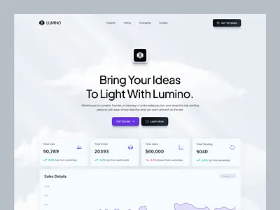 Lumino - AI Landing Page ai artificial intelligence assistant b2b homieslab landing landing page marketing minimalist modern productivity saas simple startup tech technology ui ux web design website