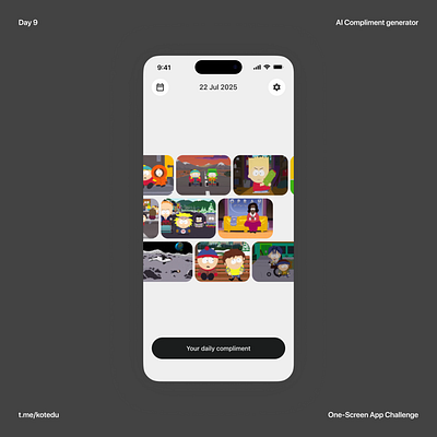 UI Daily southpark quote generator (Animation) 30designclub animation app motion graphics ui ux