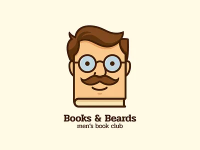 Books & Beards - Logo & Brand Identity. abstract emblem beards logo book logo brand character brand hero brand identity creative branding creative logo emotional branding funny logo geometric logo human figure illustrated mascot literature logo man logo mascot logo mockup preview personality smart identity visual identity