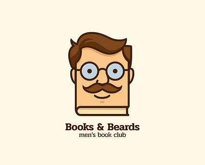 Books & Beards - Logo & Brand Identity. abstract emblem beards logo book logo brand character brand hero brand identity creative branding creative logo emotional branding funny logo geometric logo human figure illustrated mascot literature logo man logo mascot logo mockup preview personality smart identity visual identity
