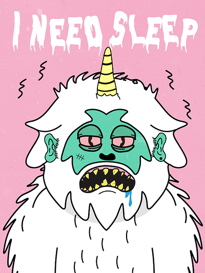 I Need Sleep angry artwork branding design digital art illustration illustrator logo minimal sleep snow tired ui unicorn vector yeti