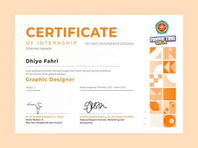 MY INTERNSHIP CERTIFICATE branding graphic design