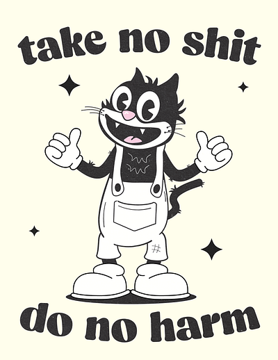 Take No Shit, Do No Harm 3d animation artwork black cat branding cat design digital art graphic design illustration illustrator logo minimal motion graphics ui vector vector art