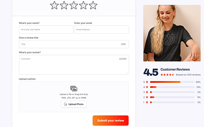 Leave a review leave a review review section stars submit form ui upload ux