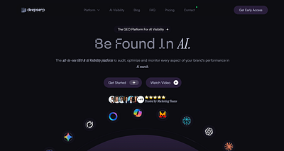 Deepserp GEO & AI Visibility Platform Header UI hero landing page website
