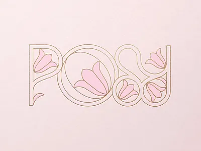Posy Wordmark art branding deco flower gold logo pink posy print retro riso
