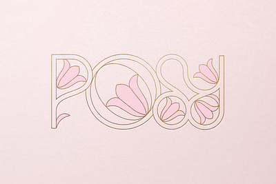Posy Wordmark art branding deco flower gold logo pink posy print retro riso
