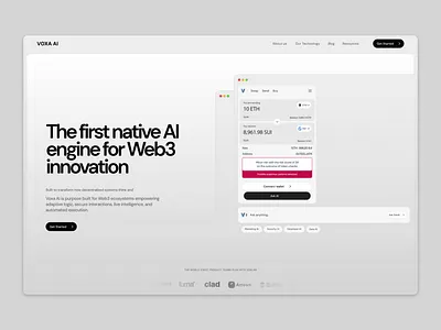 VOXA-AI hero section ai animation crypto graphic design hero section landing page light money service motion design motion graphics prototyping ui ux web design web3