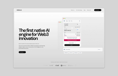 VOXA-AI hero section ai animation crypto graphic design hero section landing page light money service motion design motion graphics prototyping ui ux web design web3