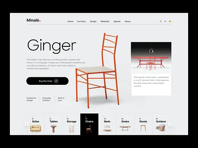 Minale Furniture Landing Page ecommerce furniture home home decor inspiration interface interior design landing page minimalism modern modern furniture modern web design product design shop shopping web ui design ux ux design website wood